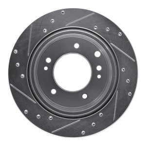 Kia Sorento Brake Rotor (1) - Rear Right - R1 Concepts - Drilled & Slotted - Silver - `03-`06